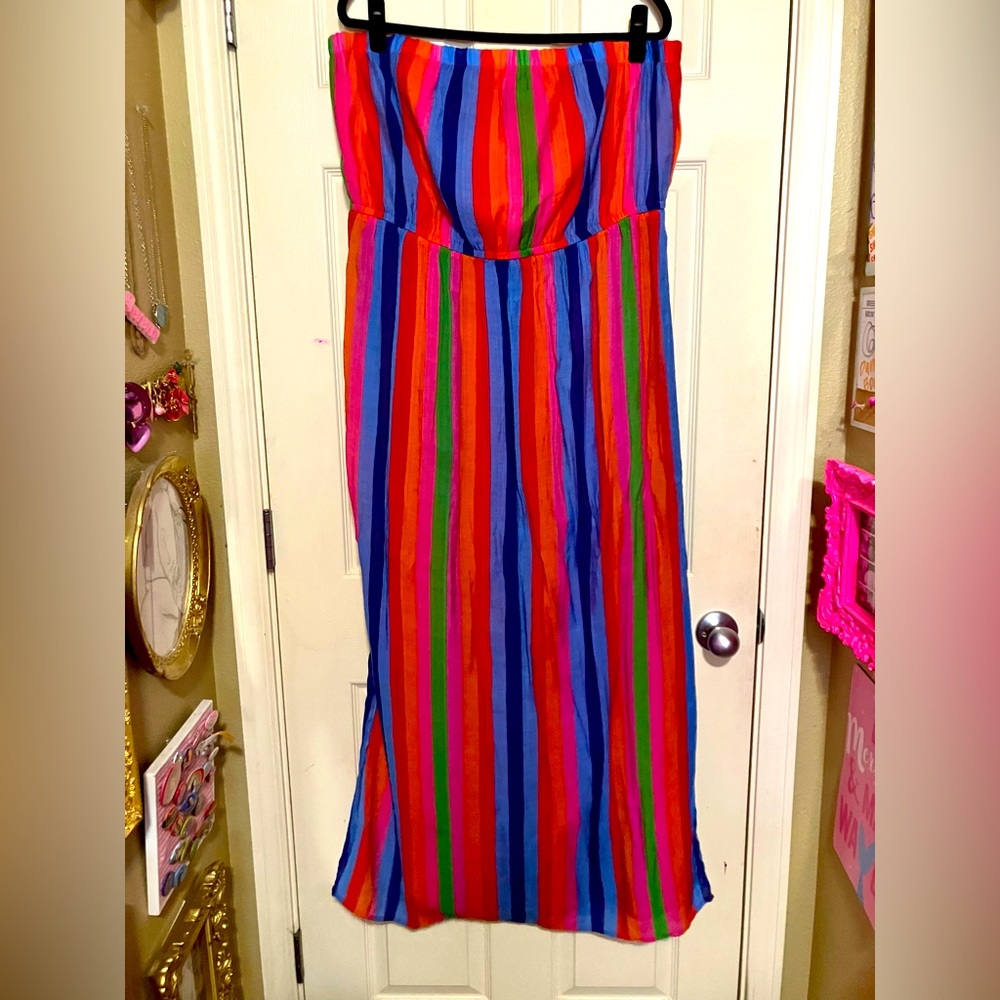 Plus Size Colorful Striped Sleeveless Maxi Dress 3X 4X